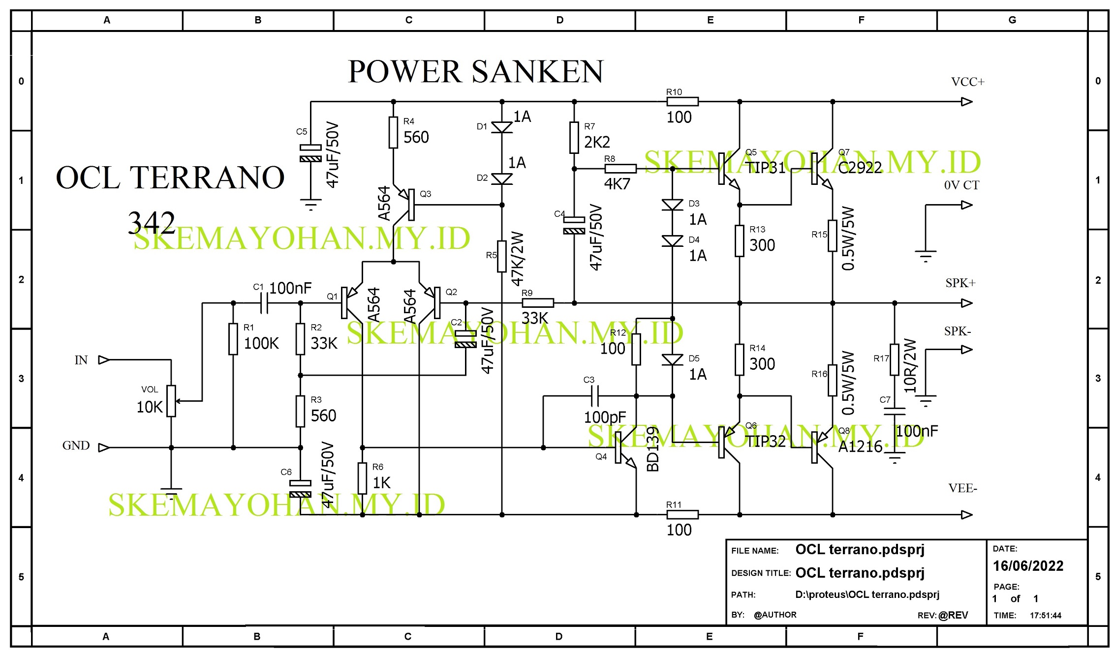 SKEMA OCL 150W TERRANO 342 SANKEN - AUDIO SCHEMATICS COLLECTIONAUDIO ...