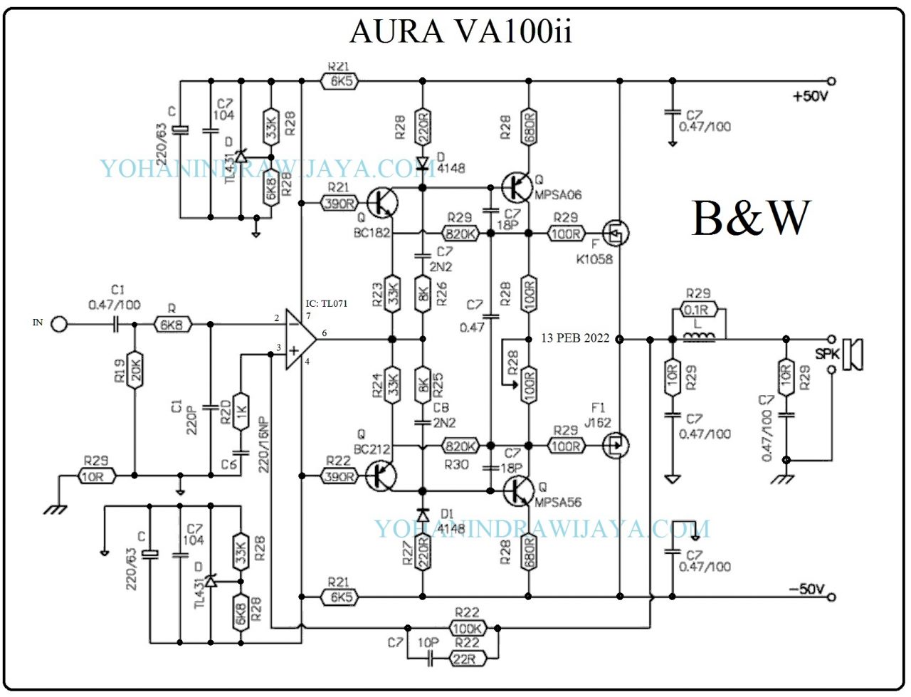 POWER AMPLIFIER B&W AURA VA100ii - Kumpulan Skema Audio